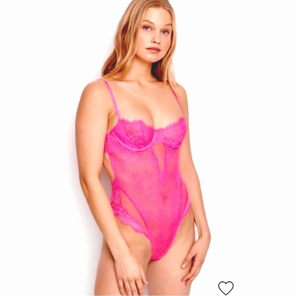 L Vs Victorias Secret Very Sexy Wicked Balconette Lace Teddy Neon Peony Hot Pink